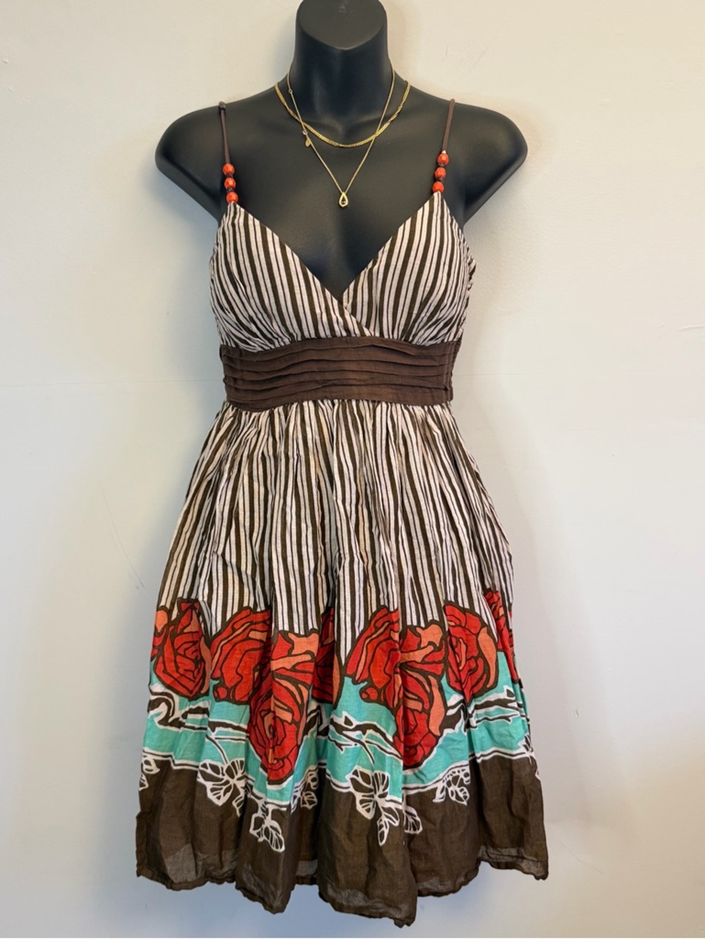 XOXO Floral Stripe Midi Dress 🌹🤎